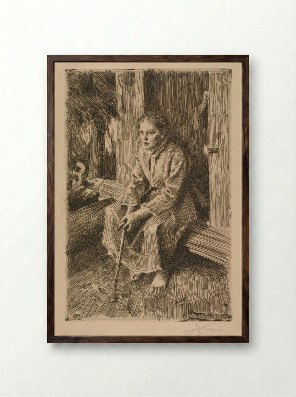 Vallkulla - Anders Zorn - Framed Print Dark Wood