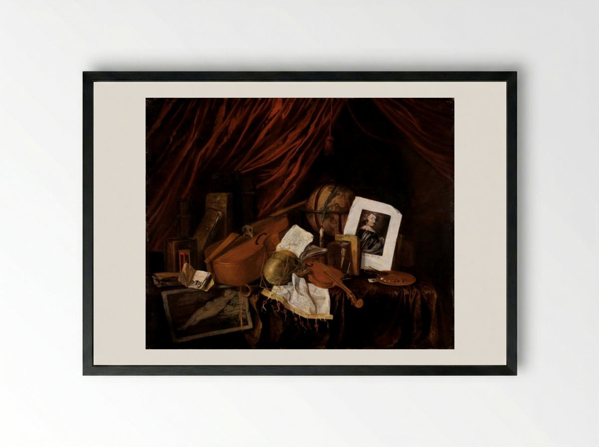 Vanitas Still Life - Jacques de Claeuw - Framed Print Black