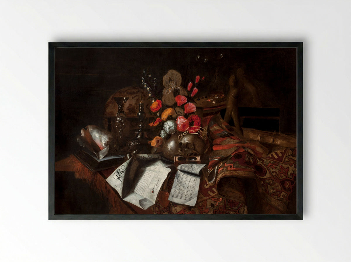 Vanitas - Cornelis Norbertus Gysbrechts - Framed Print Black