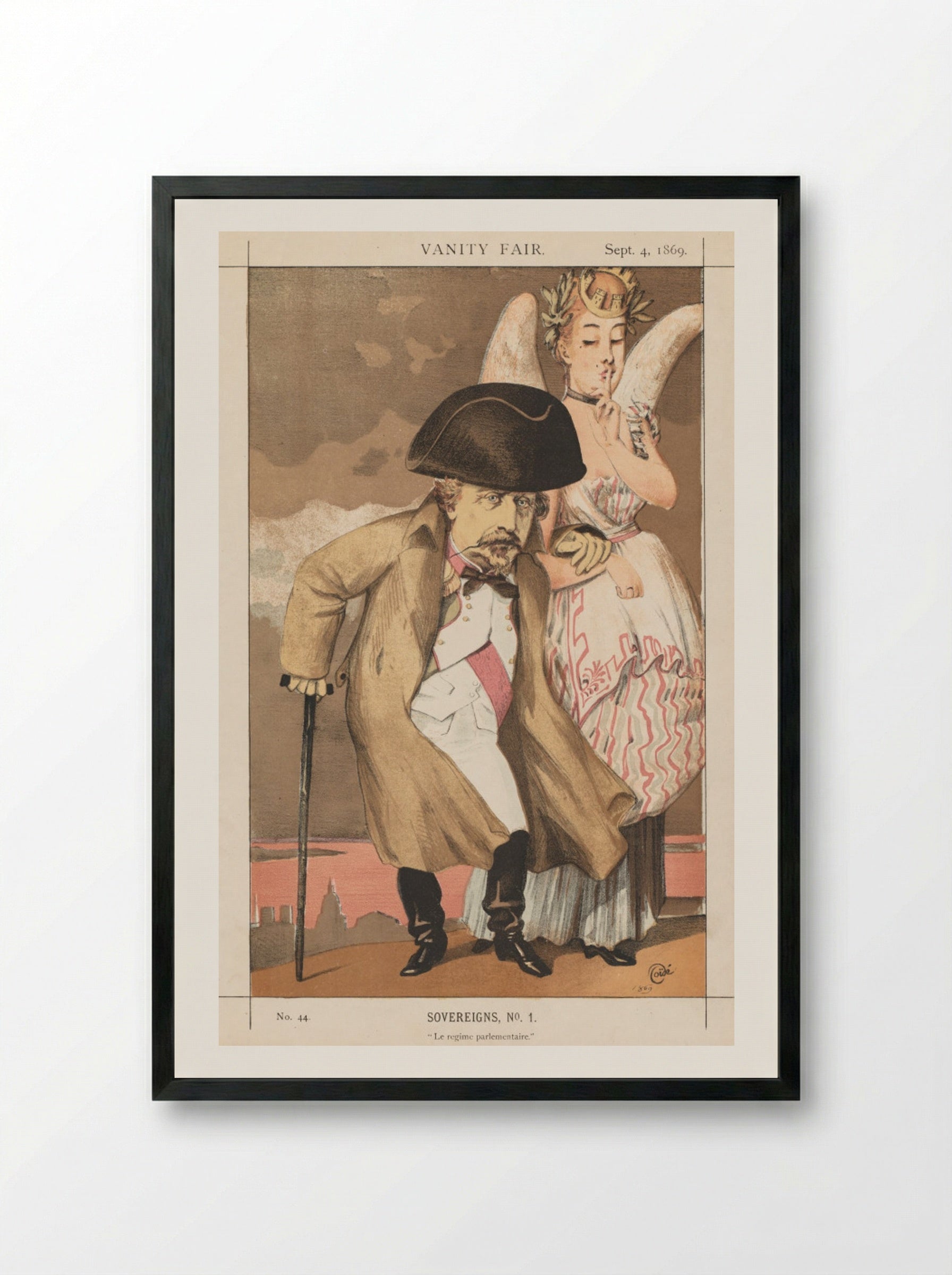 Vanity Fair: Sovereigns, No. 1 'Le regime parlementaire' - James Tissot - Framed Print Black