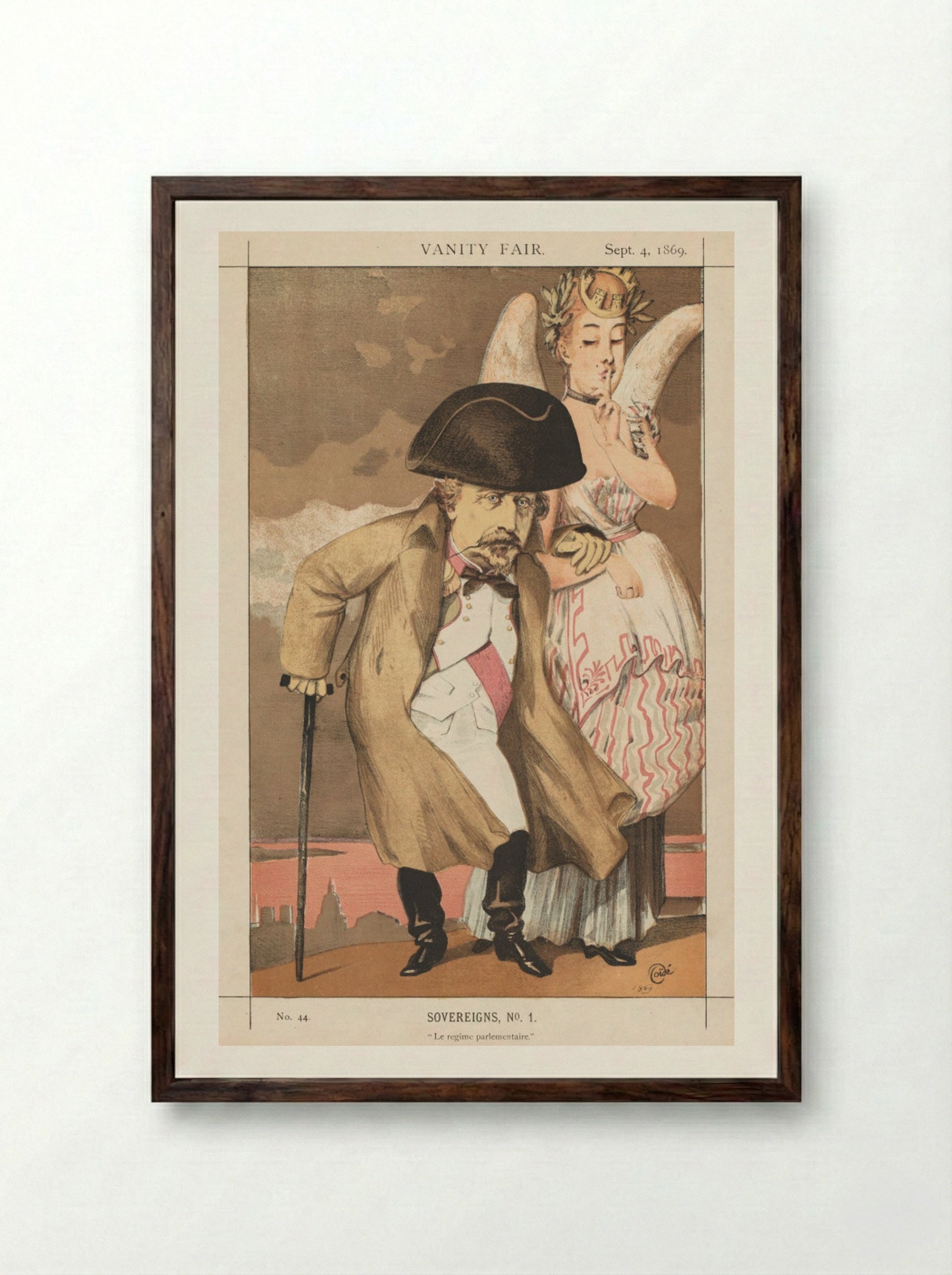 Vanity Fair: Sovereigns, No. 1 'Le regime parlementaire' - James Tissot - Framed Print Dark Wood