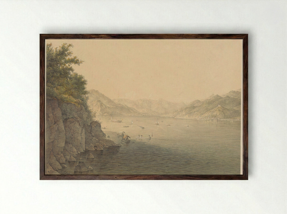 Varenna aan het Comomeer - Karoly Lajos Libay - Framed Print Dark Wood