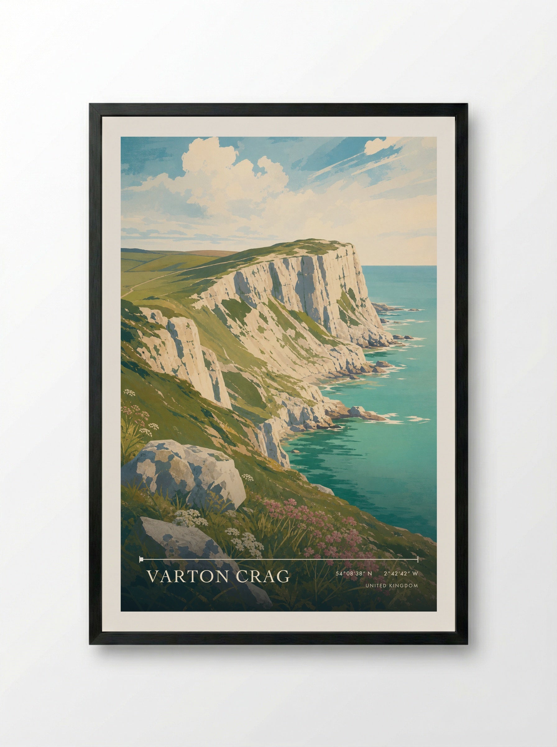 Varton Crag United Kingdom Travel Poster - Framed Print Black