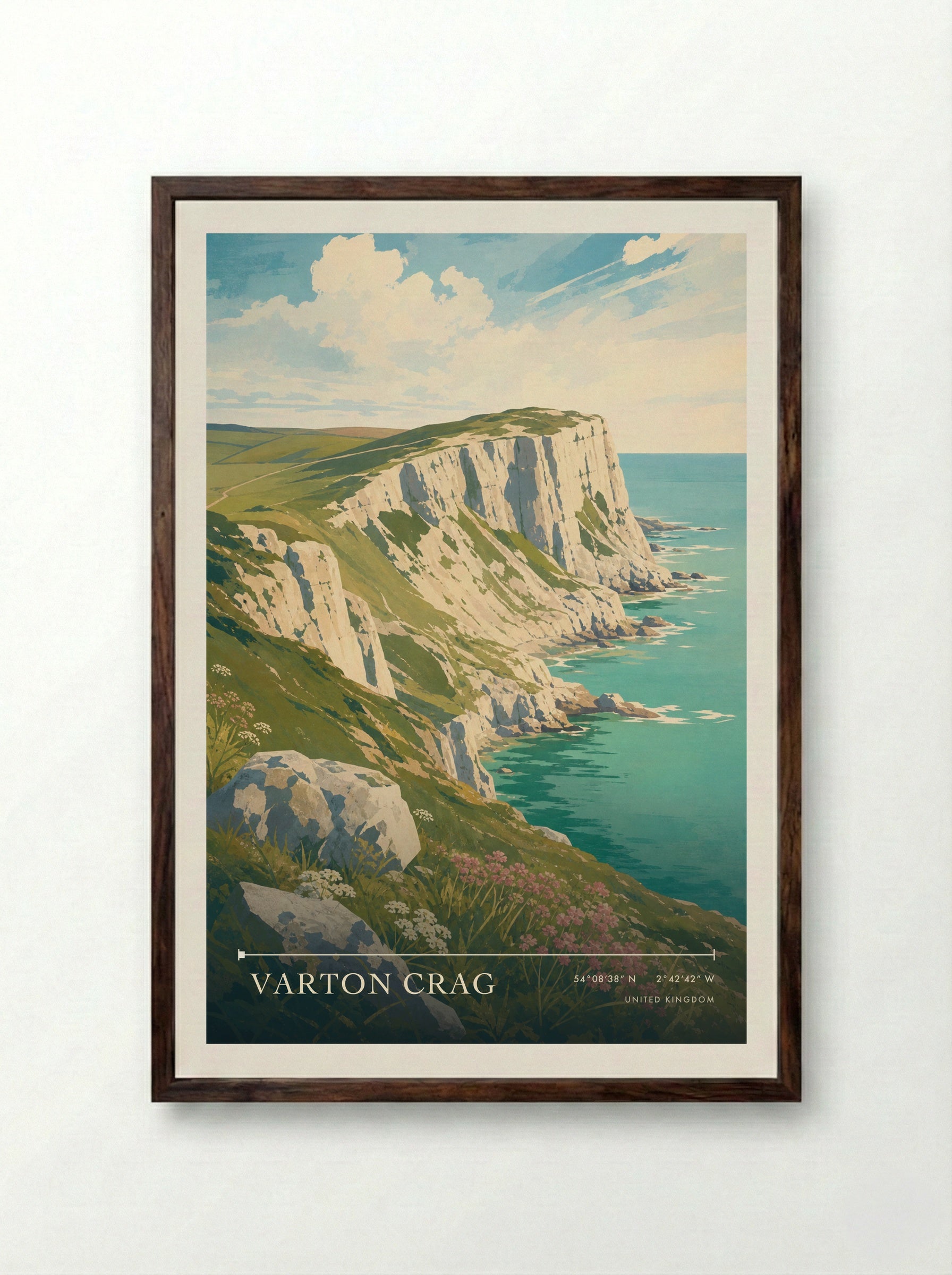 Varton Crag United Kingdom Travel Poster - Framed Print Dark Wood