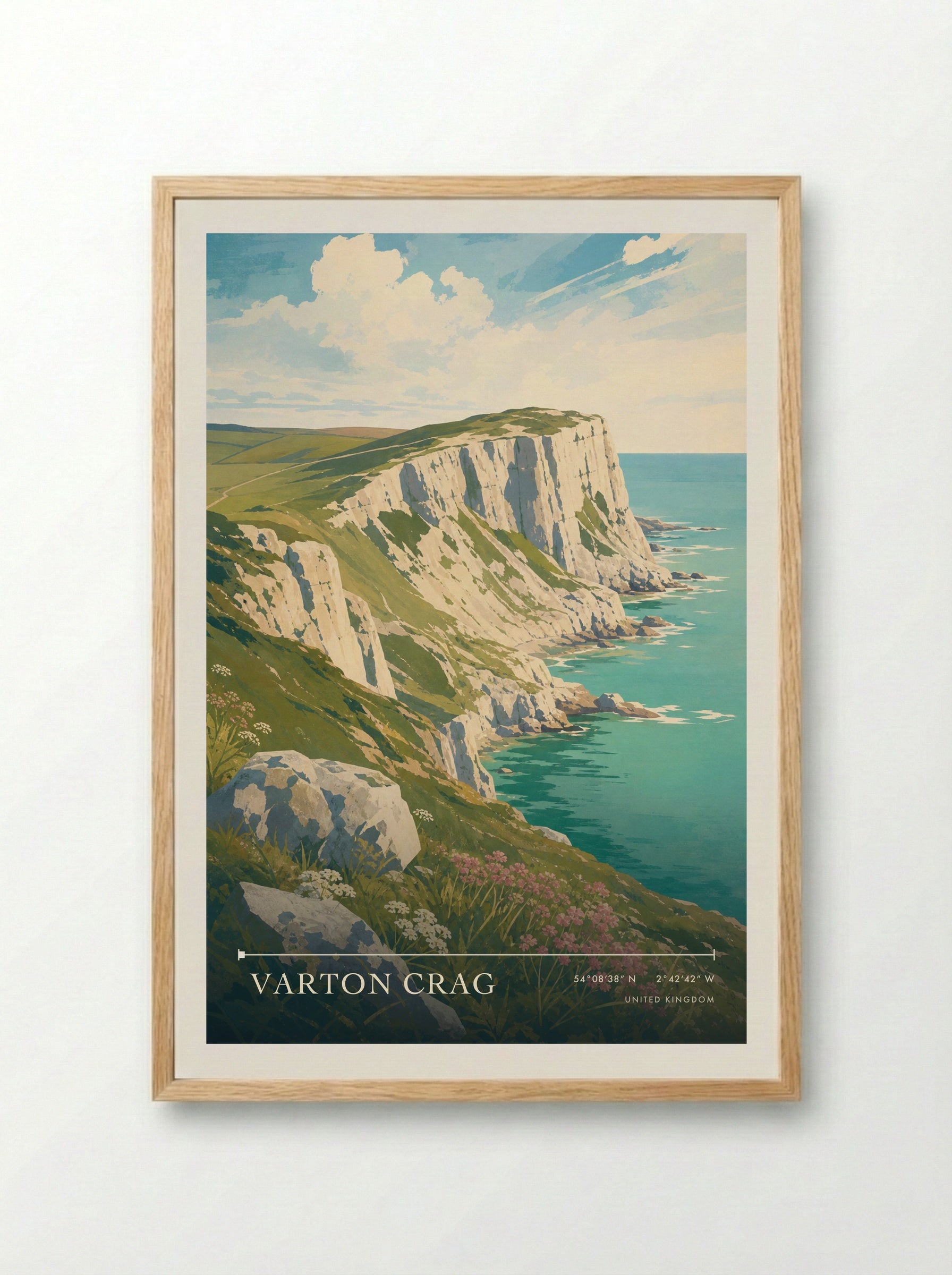 Varton Crag United Kingdom Travel Poster - Framed Print Wood