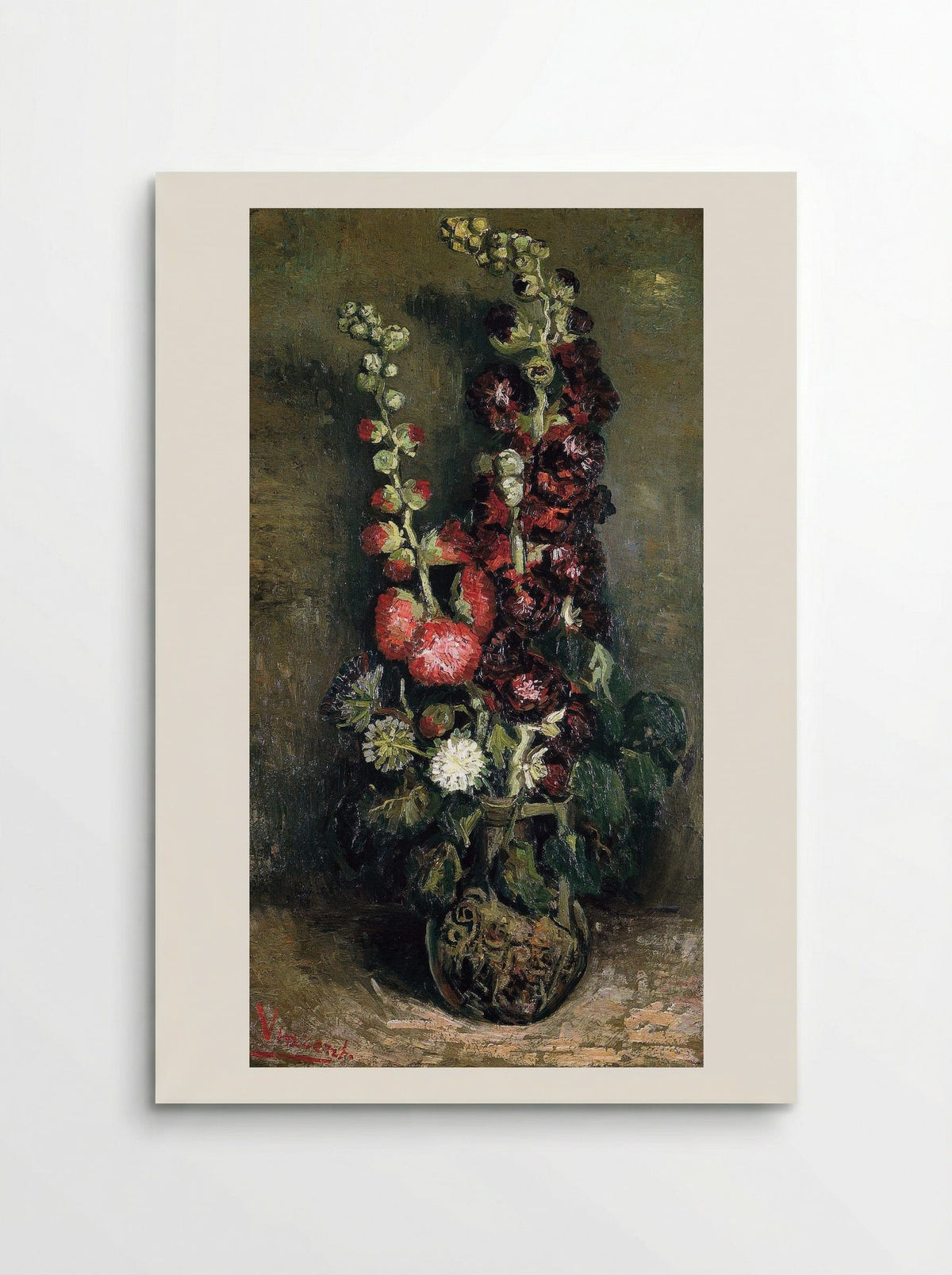 Vase of Hollyhocks - Vincent van Gogh - Poster
