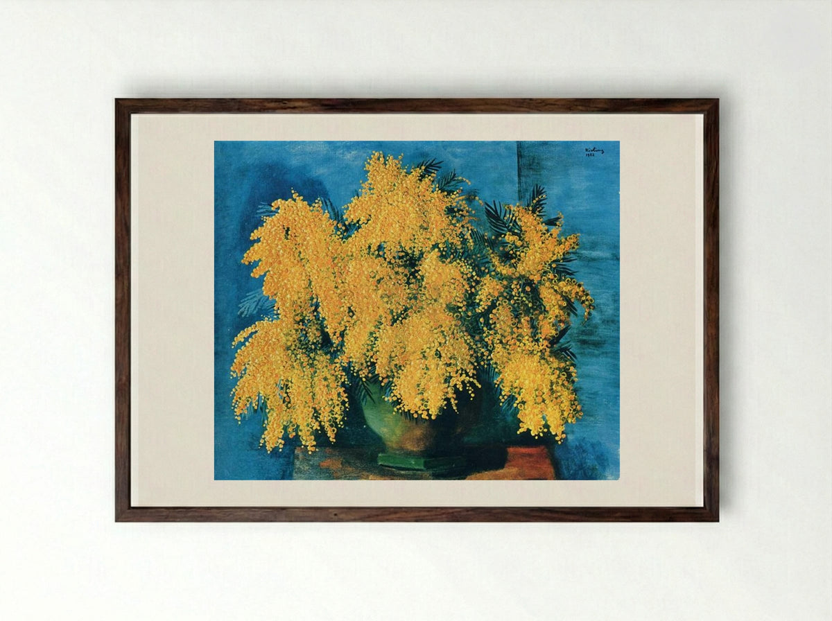 Vase of Mimosa - Moïse Kisling - Framed Print Dark Wood