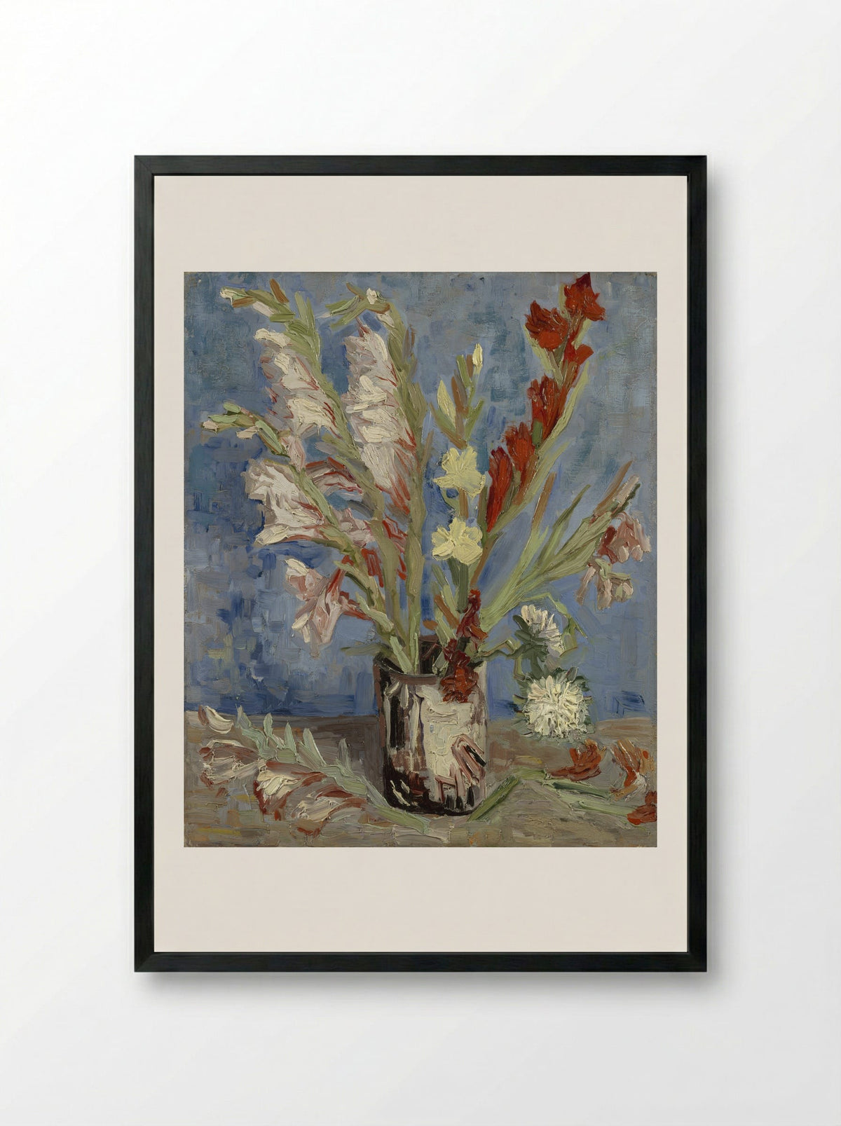 Vase with Gladioli - Vincent van Gogh - Framed Print Black