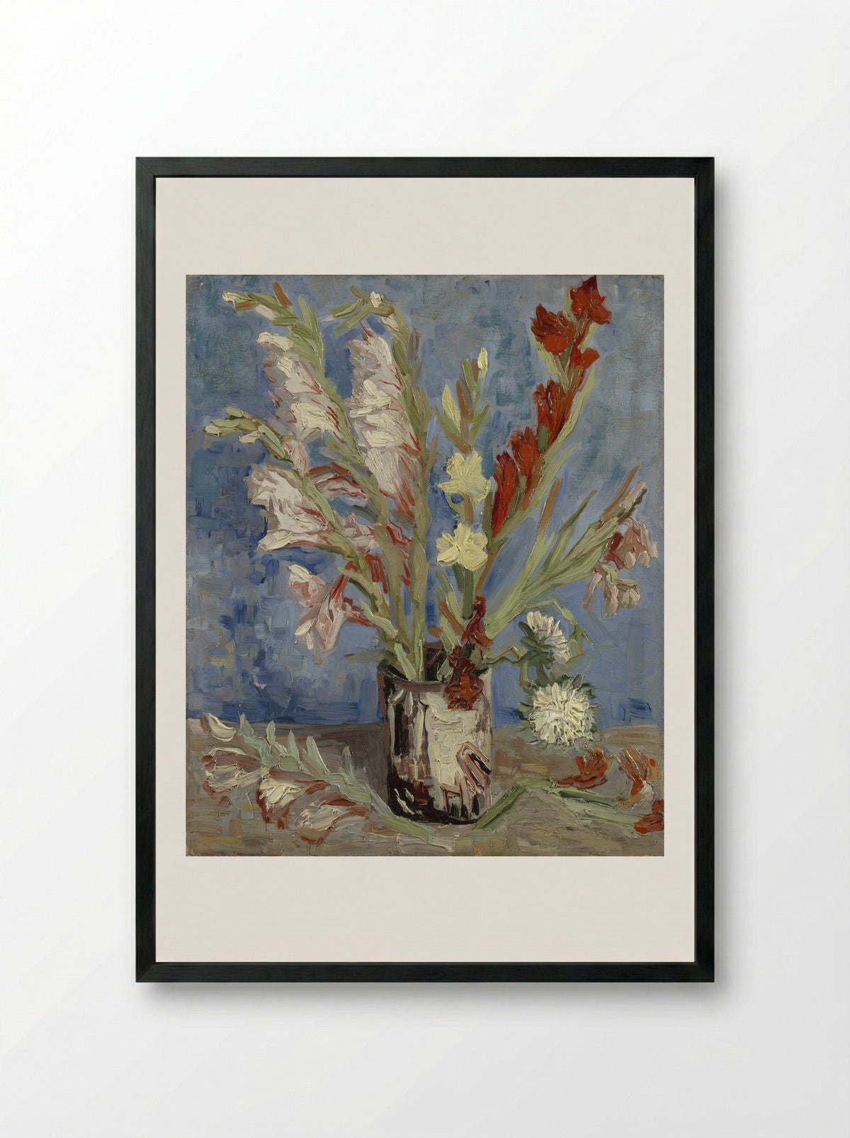 Vase with Gladioli - Vincent van Gogh - Framed Print Black