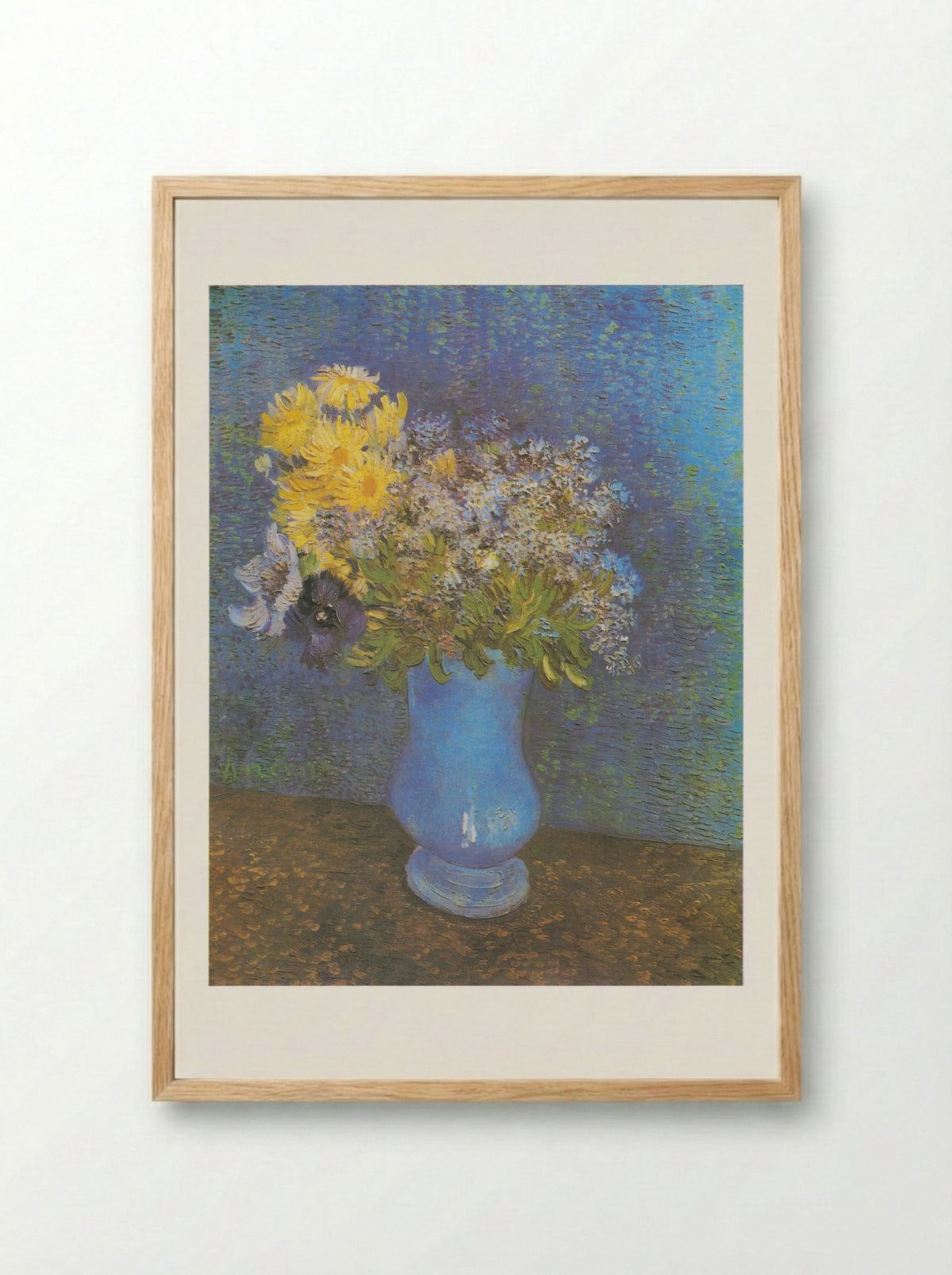 Vase with Lilacs, Daisies and Anemones - Vincent van Gogh - Framed Print Wood