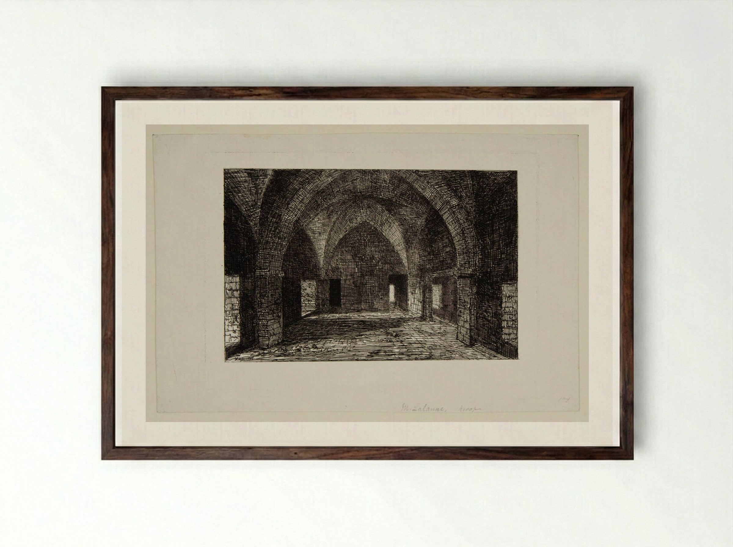 Vaulted Interior - Maxime Lalanne - Framed Print Dark Wood