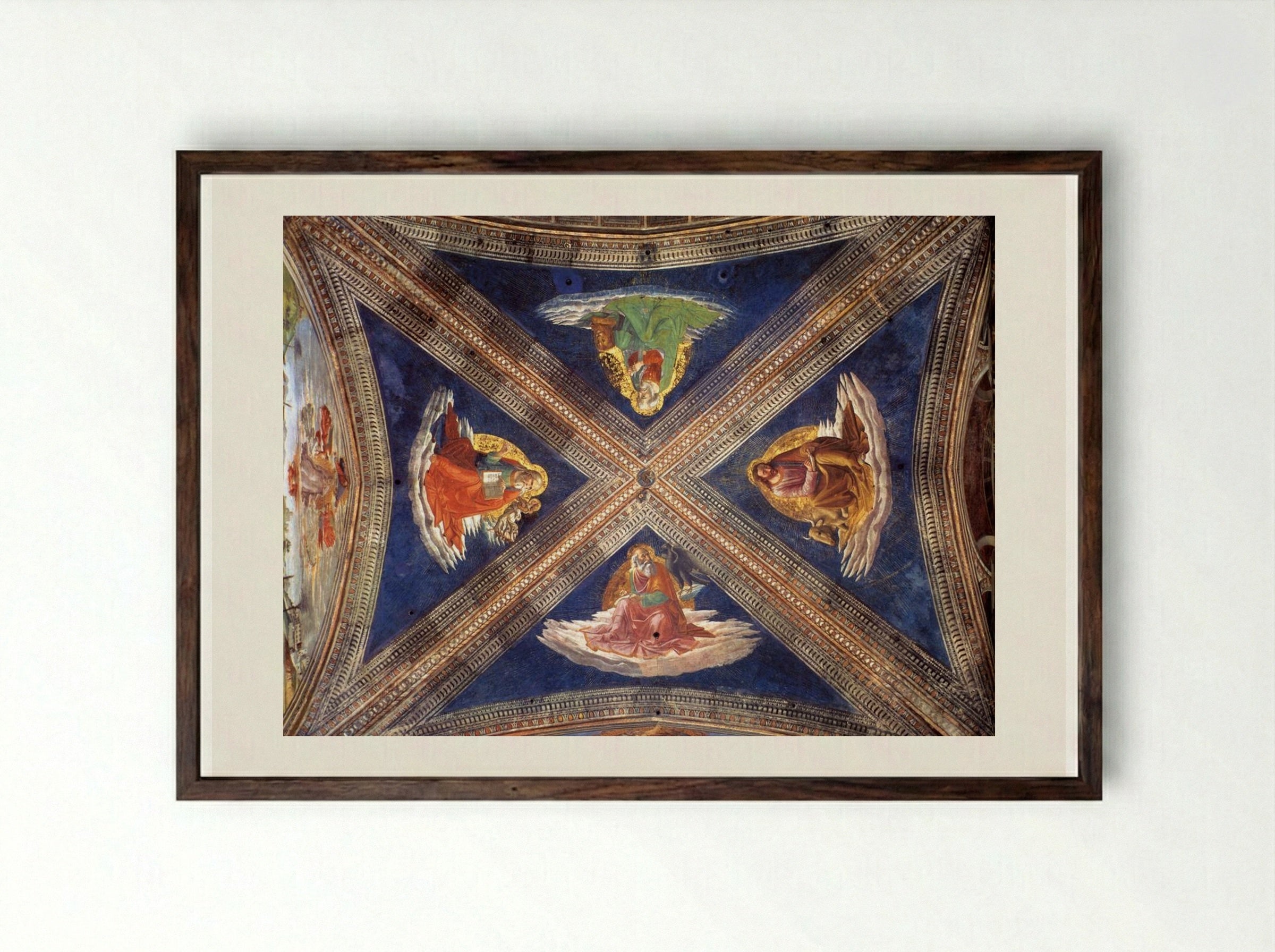 Vaulting of the Tornabuoni Chapel - Domenico Ghirlandaio - Framed Print Dark Wood