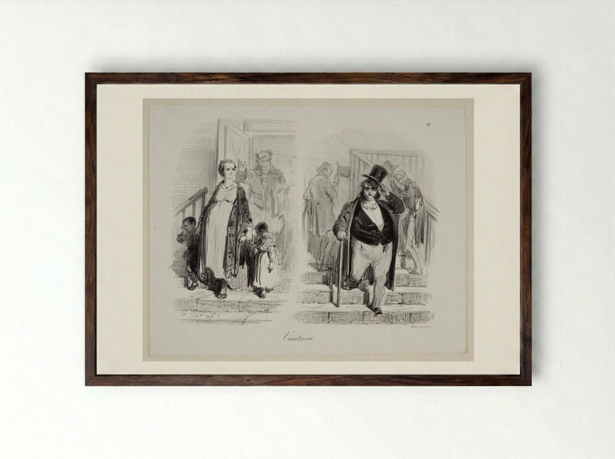 Vautours (Vultures) - Gustave Doré - Framed Print Dark Wood
