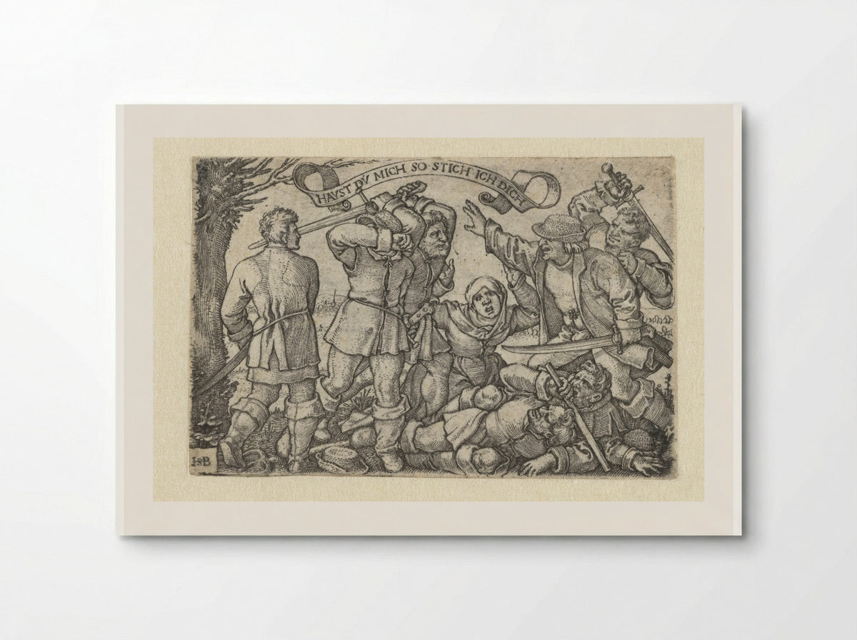 Vechtende boeren met zwaarden - Hans Sebald Beham - Poster