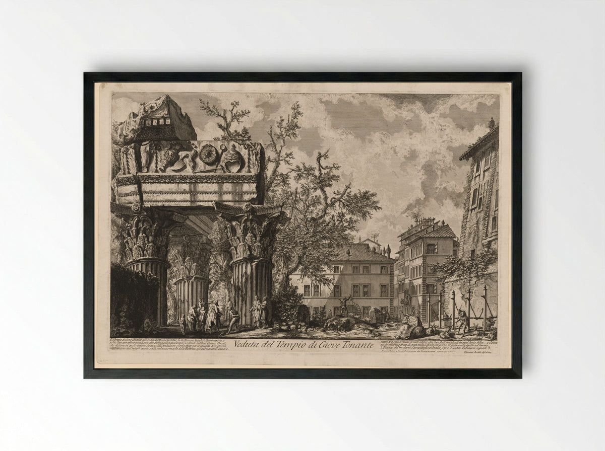 Veduta del Tempio di Giove Tonante - Giovanni Battista Piranesi - Framed Print Black