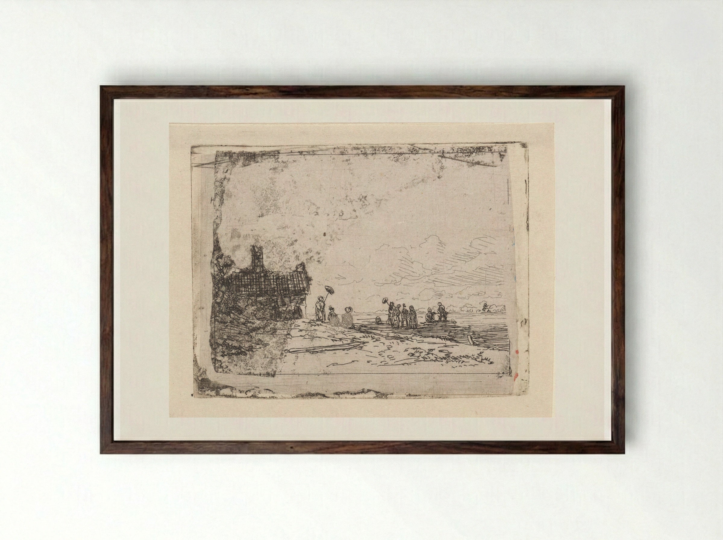 Veer te Rhenen - Jan Weissenbruch - Framed Print Dark Wood