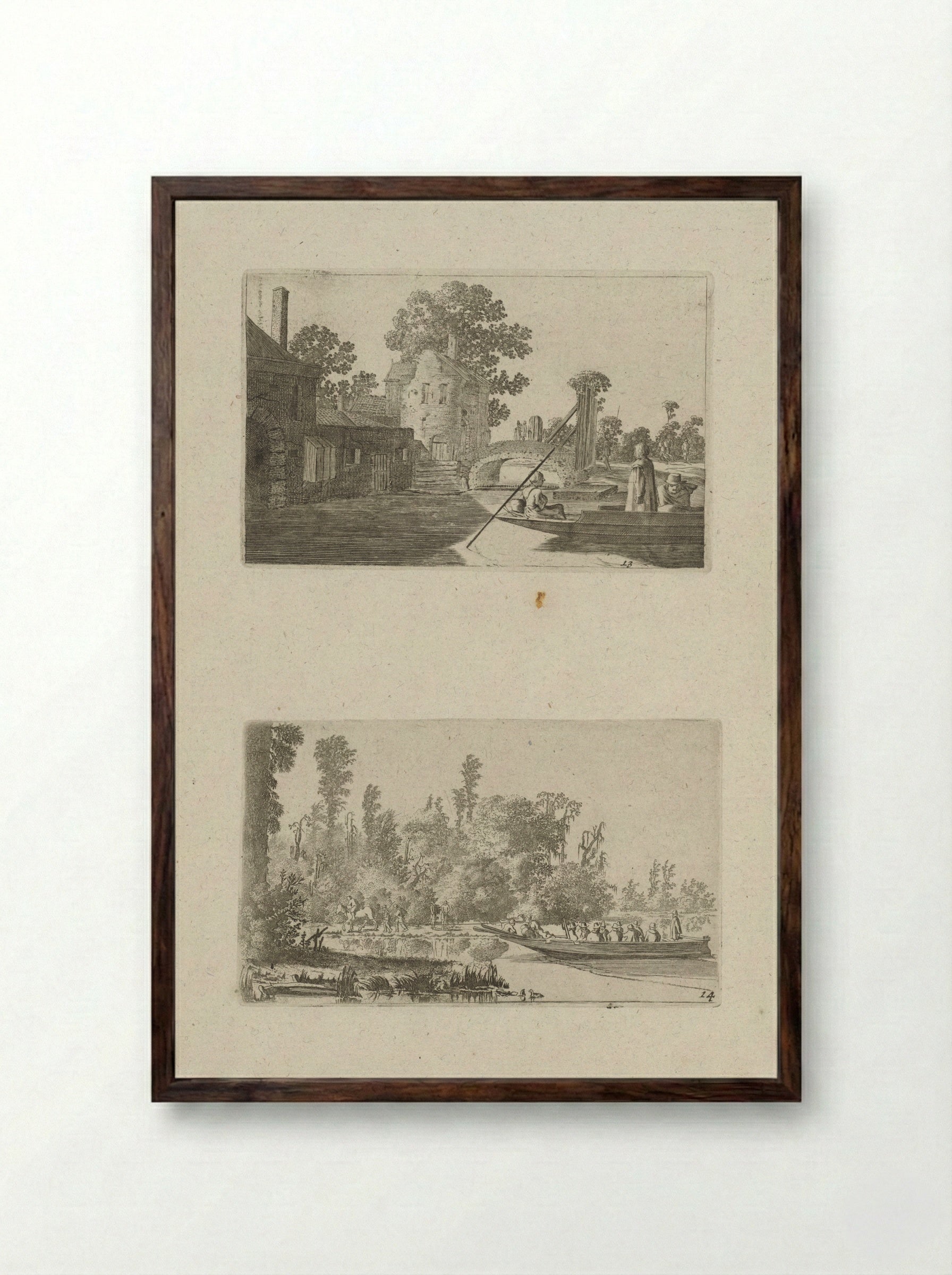 Veerboot bij een stadspoort - Gillis van Scheyndel (I) - Framed Print Dark Wood