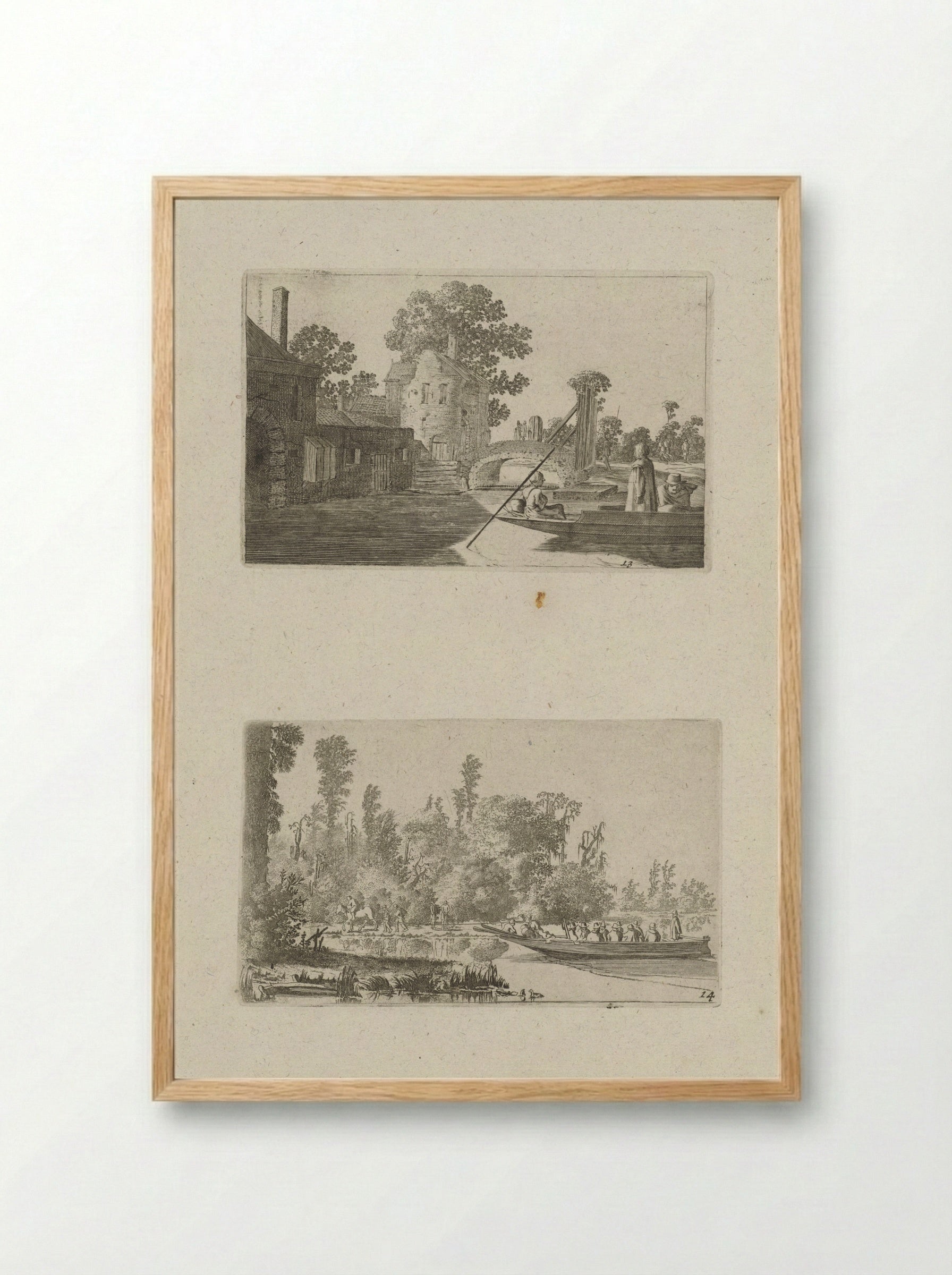 Veerboot bij een stadspoort - Gillis van Scheyndel (I) - Framed Print Wood