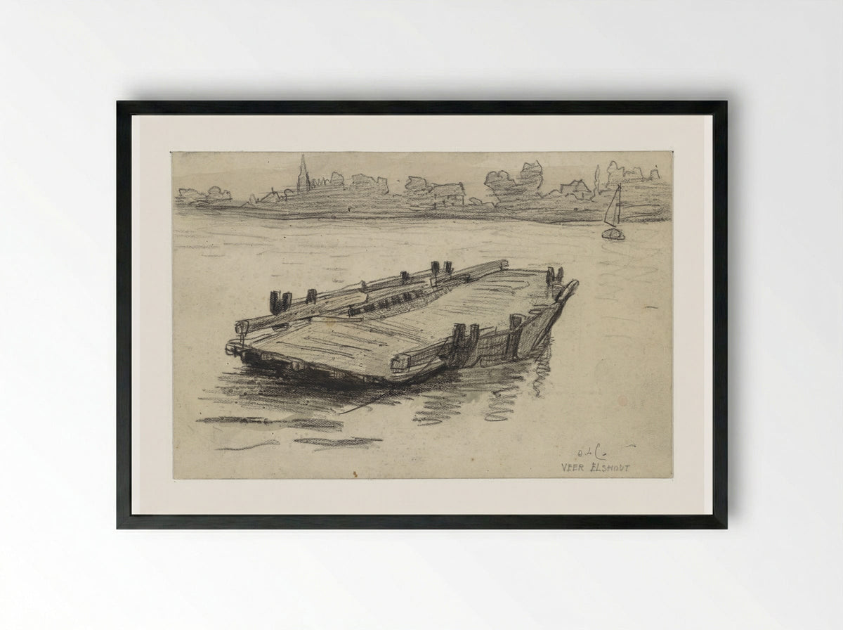 Veerboot te Elshout - Adolf le Comte - Framed Print Black