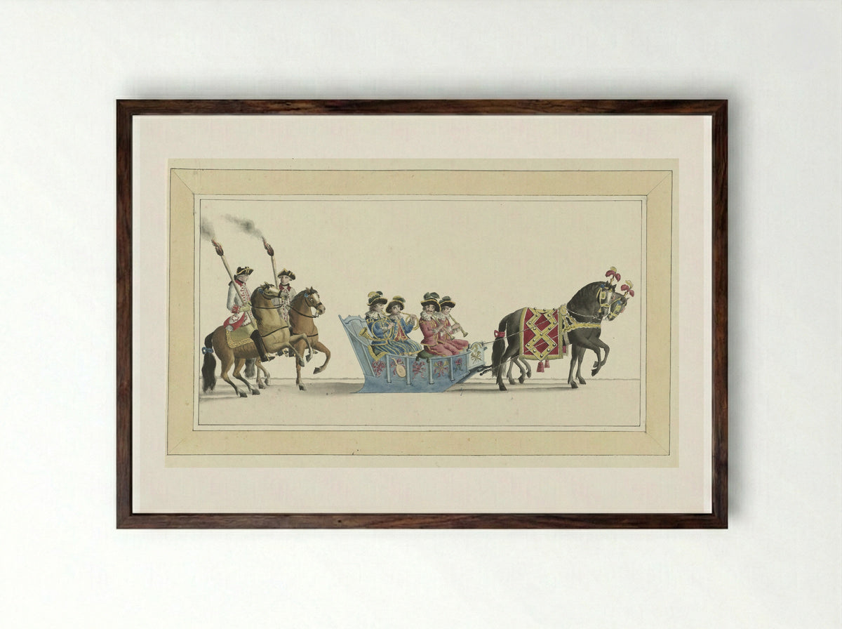 Veertiende slede (Fourteenth Sleigh) - Abraham Delfos - Framed Print Dark Wood