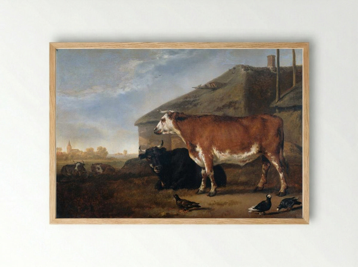 Veestuk (Cattle Piece) - Abraham van Calraet - Framed Print Wood