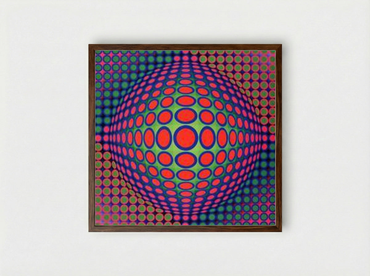 Vega 200 - Victor Vasarely - Framed Print Dark Wood