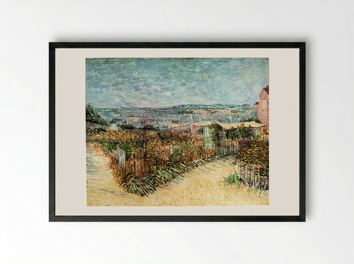 Vegetable Gardens in Montmartre - Vincent van Gogh - Framed Print Black