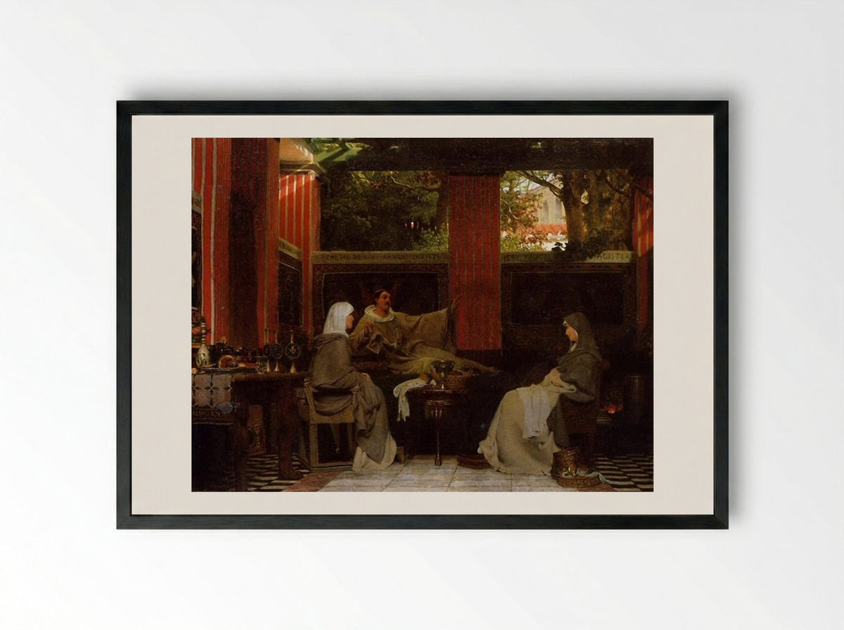 Venantius Fortunatus Reading His Poems to Radegonda - Sir Lawrence Alma-Tadema - Framed Print Black
