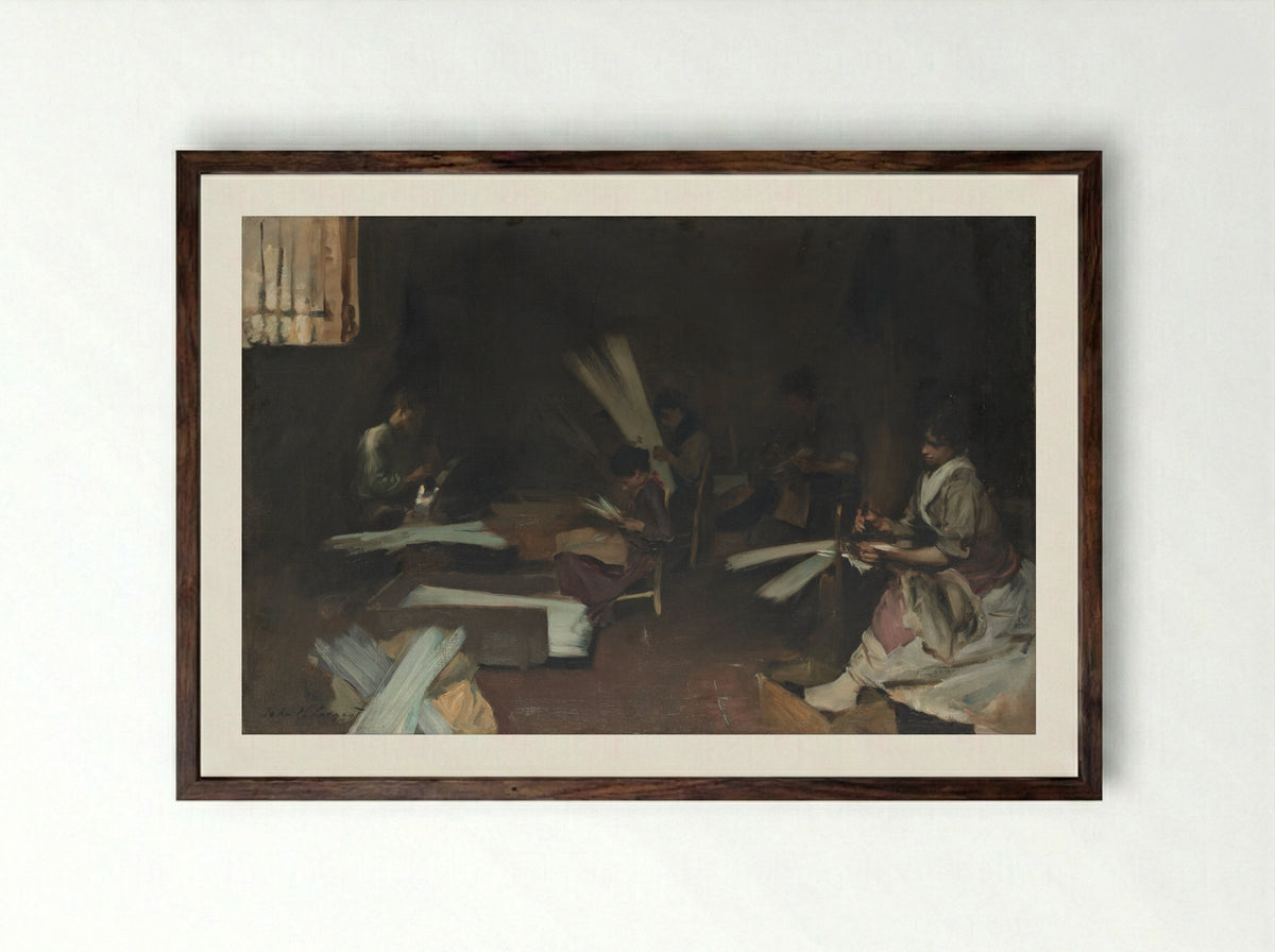 Venetian Glass Workers - John Singer Sargent - Framed Print Dark Wood