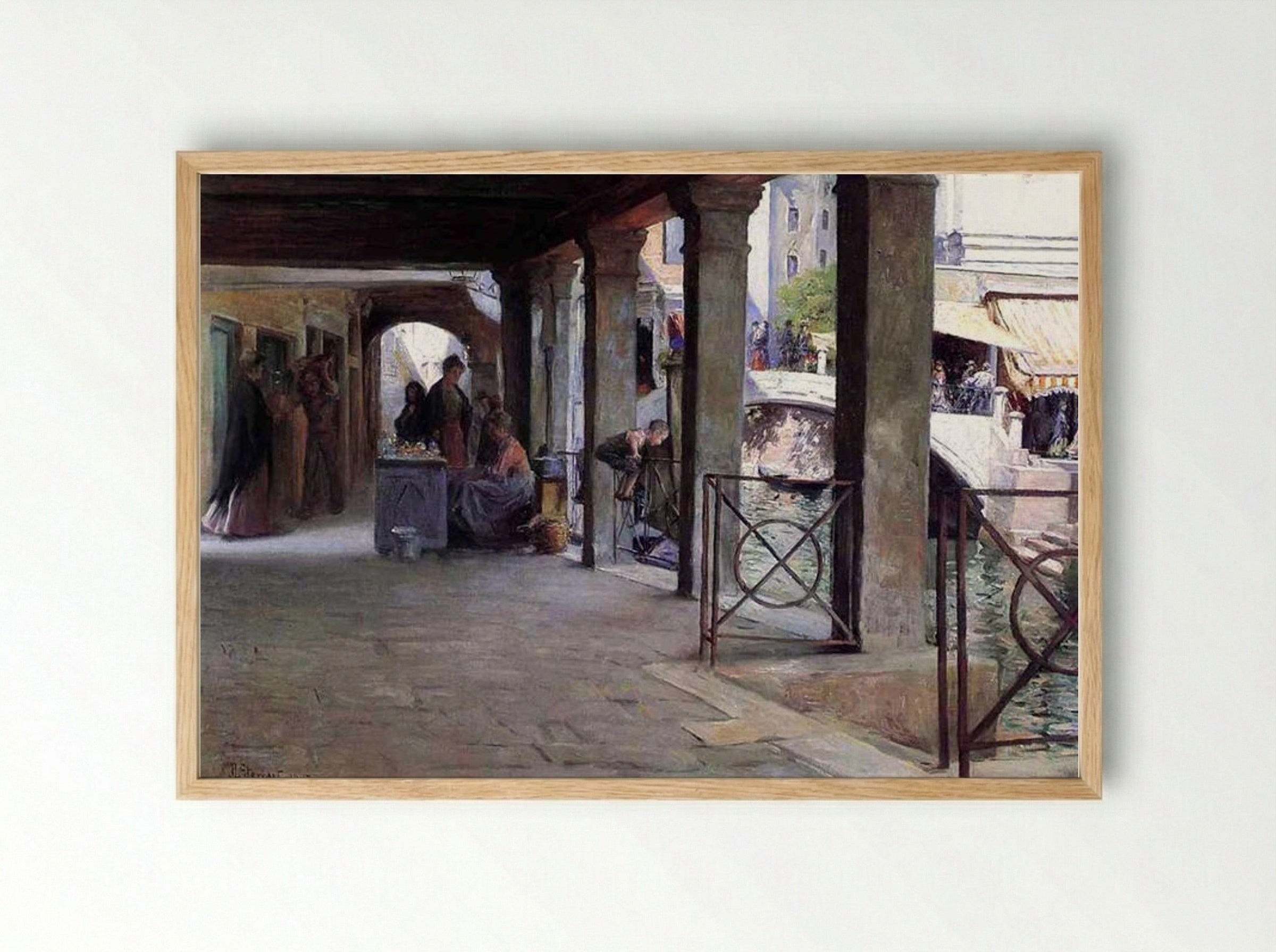 Venetian Market Scene - Julius LeBlanc Stewart - Framed Print Wood