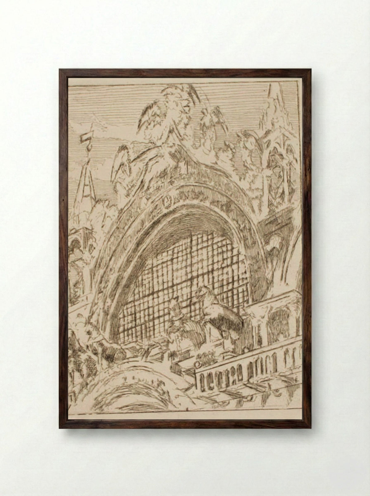 Venice, The Horses of St Marks (Fourth Version) - Walter Sickert - Framed Print Dark Wood