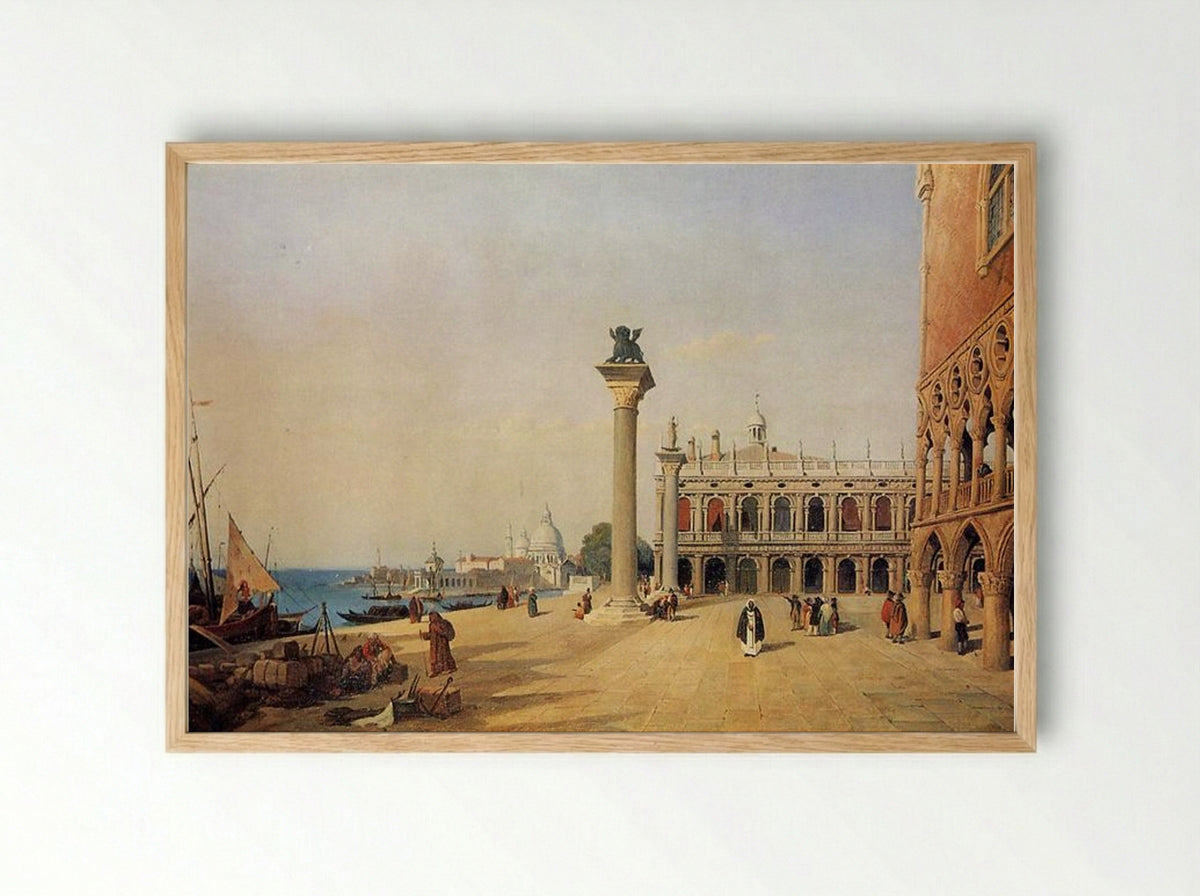 Venice, View of the Riva degli Schiavoni - Camille Corot - Framed Print Wood