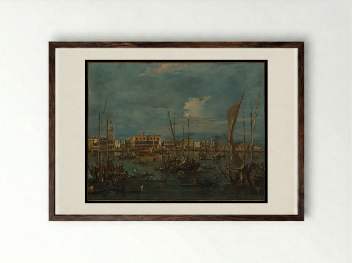 Venice from the Bacino di San Marco - Francesco Guardi - Framed Print Dark Wood