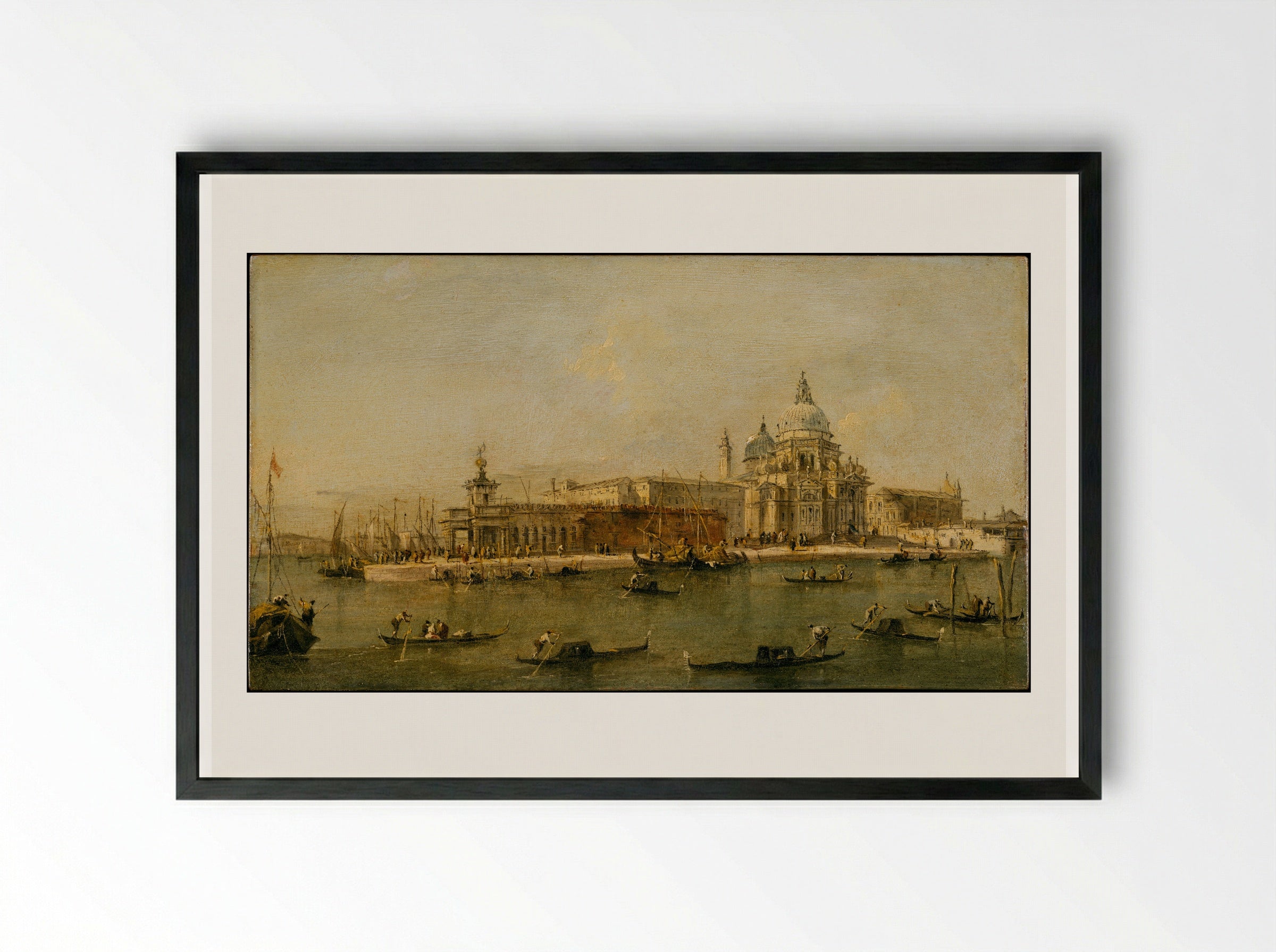 Venice: The Dogana and Santa Maria della Salute - Francesco Guardi - Framed Print Black