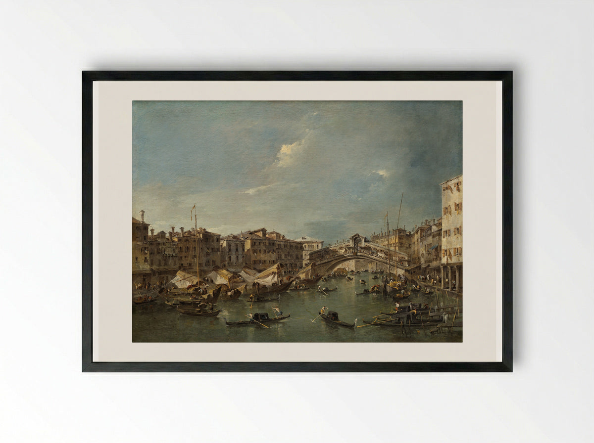 Venice: The Rialto - Francesco Guardi - Framed Print Black
