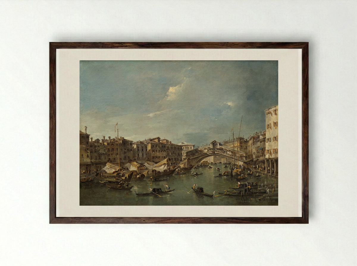 Venice: The Rialto - Francesco Guardi - Framed Print Dark Wood