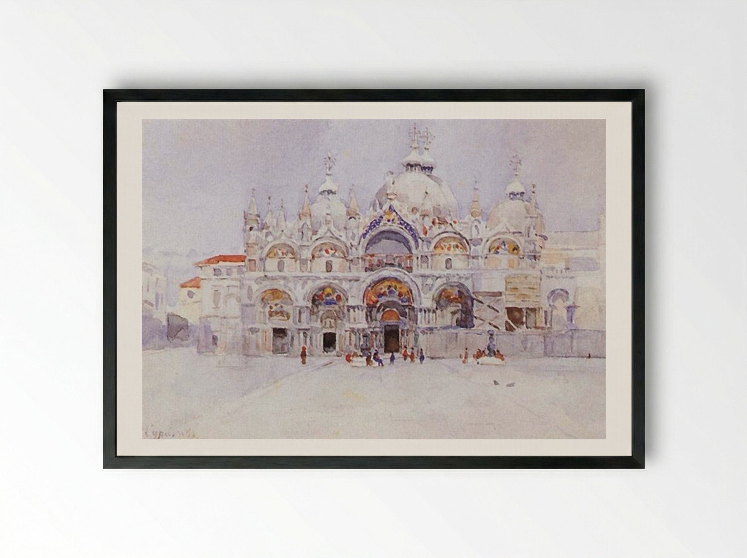 Venice. Saint Mark's Basilica - Vasily Surikov - Framed Print Black