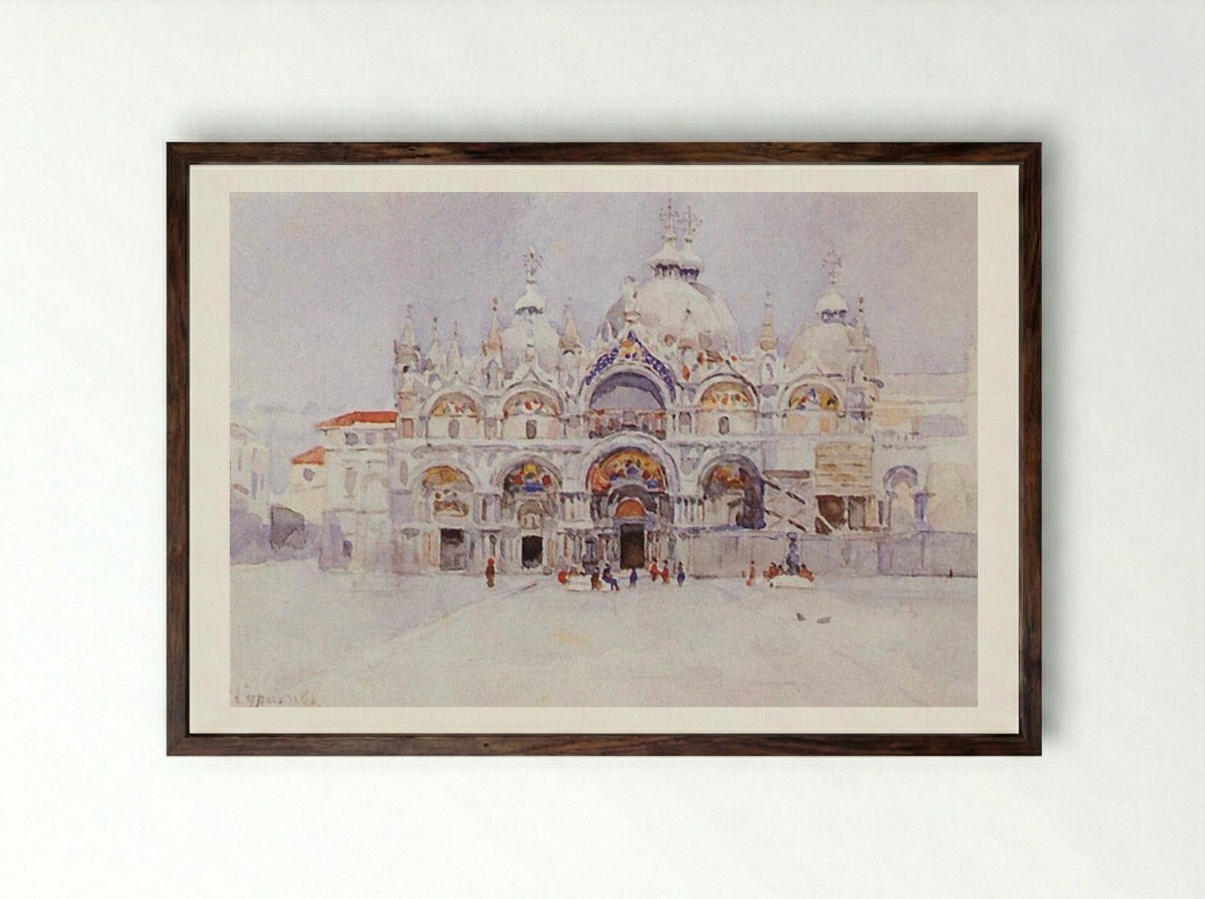 Venice. Saint Mark's Basilica - Vasily Surikov - Framed Print Dark Wood