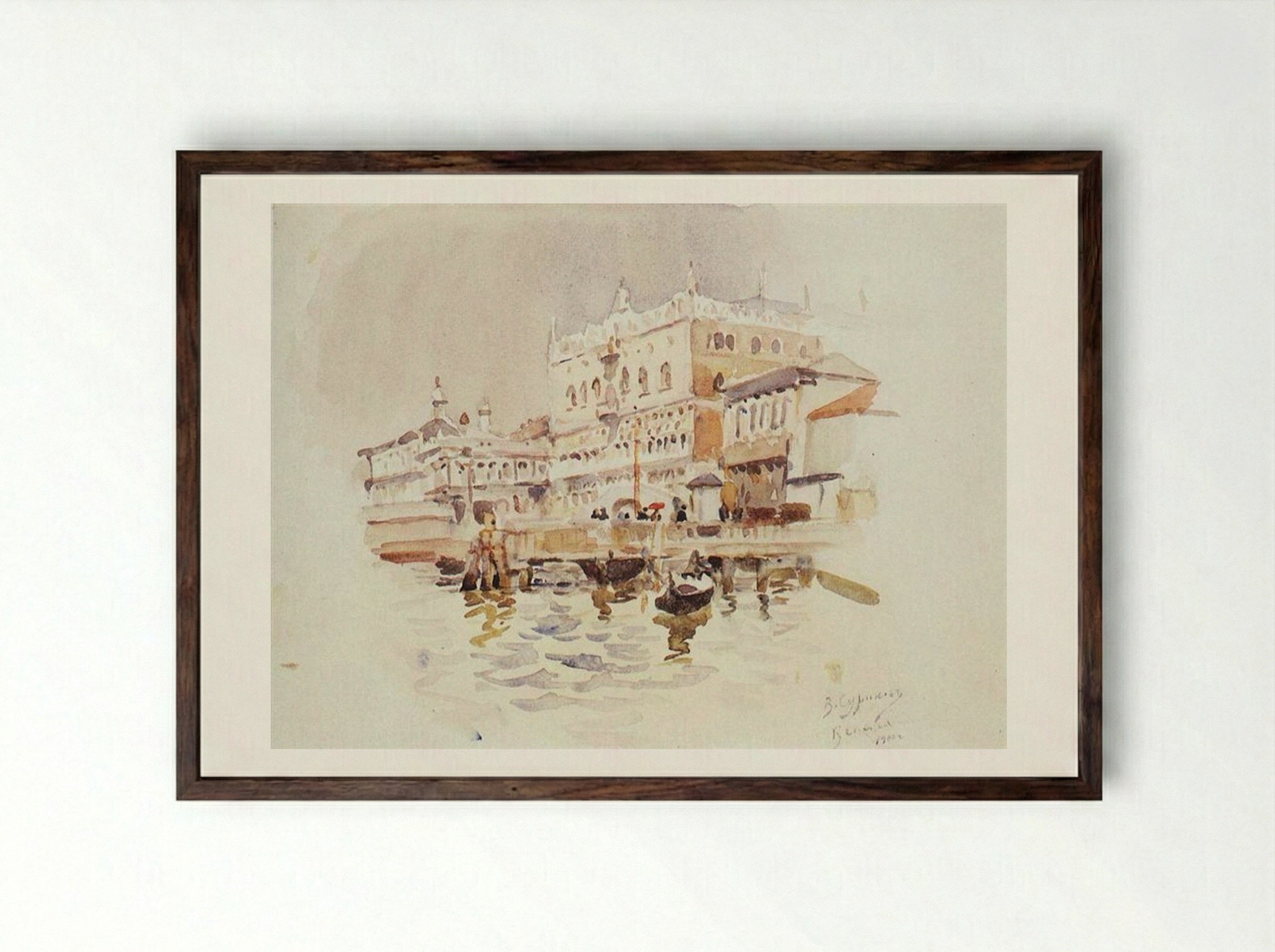 Venice. Doge's Palace - Vasily Surikov - Framed Print Dark Wood