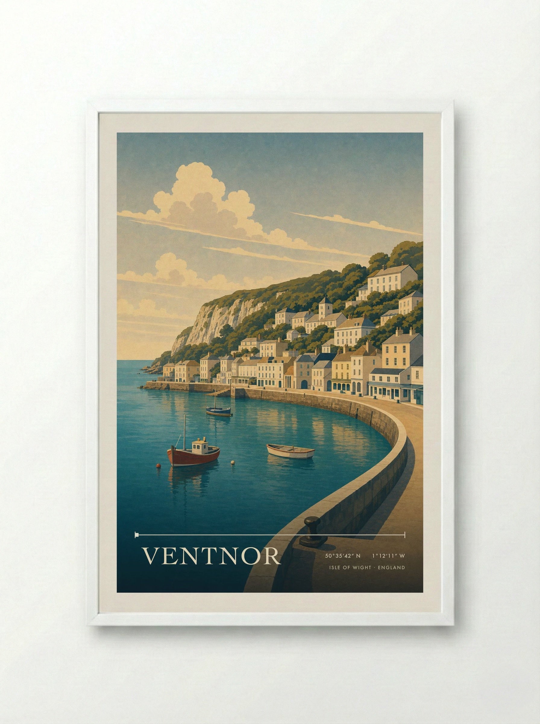 Ventnor Isle of Wight England Travel Poster - Framed Print White