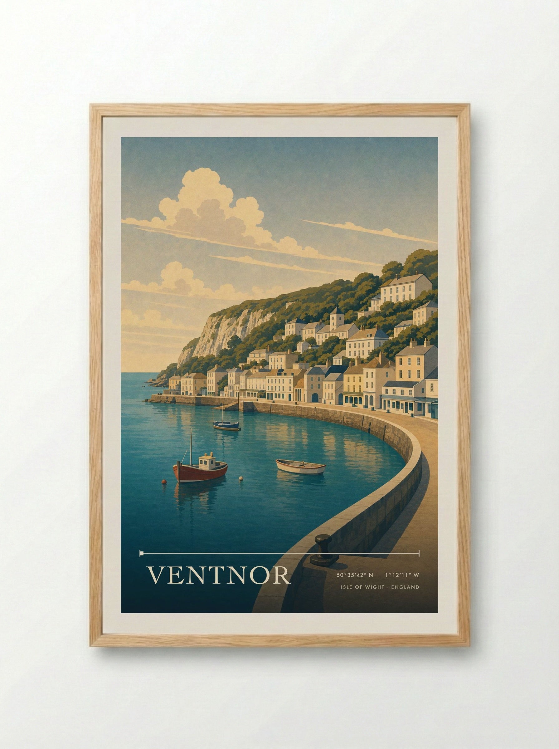 Ventnor Isle of Wight England Travel Poster - Framed Print Wood