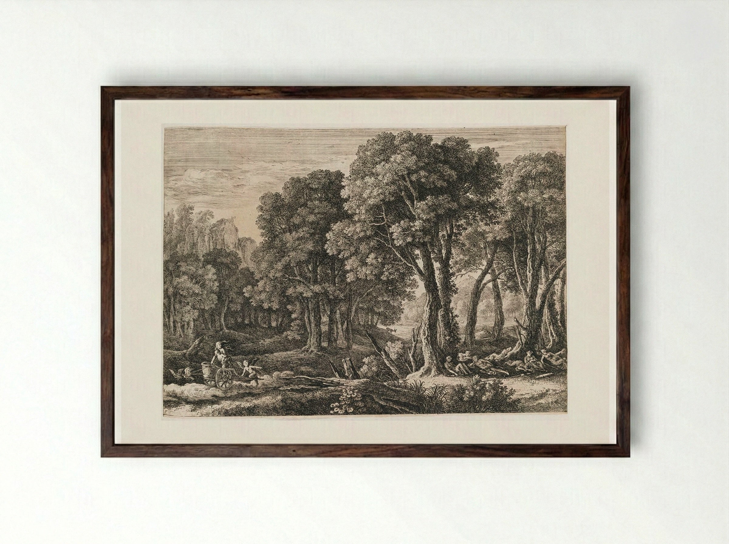 Venus Abducting Adonis - Herman van Swanevelt - Framed Print Dark Wood