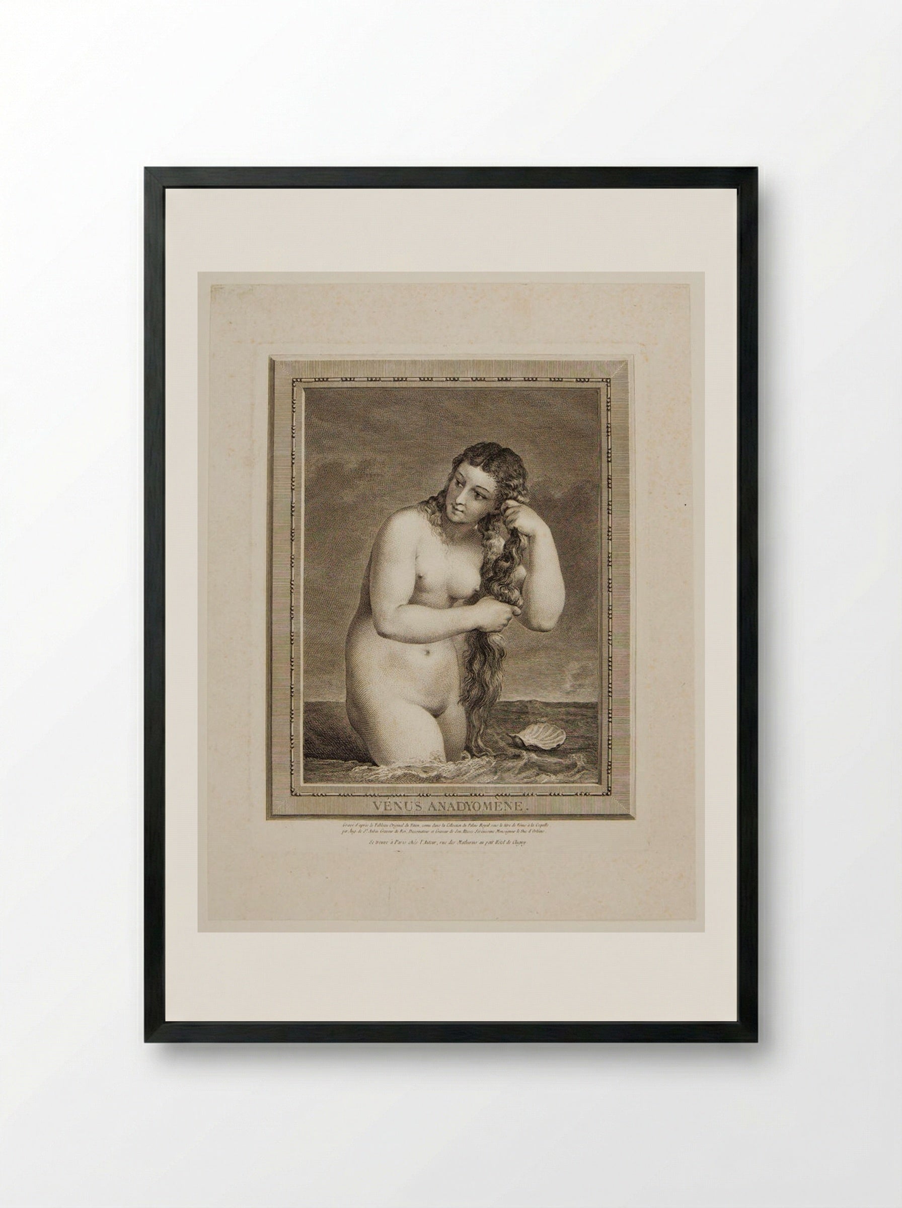 Venus Anadyomene - Augustin de Saint-Aubin - Framed Print Black
