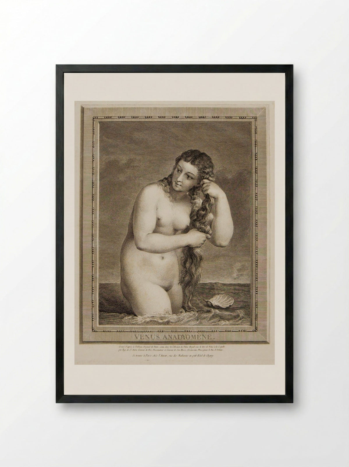 Venus Anadyomene - Augustin de Saint-Aubin - Framed Print Black