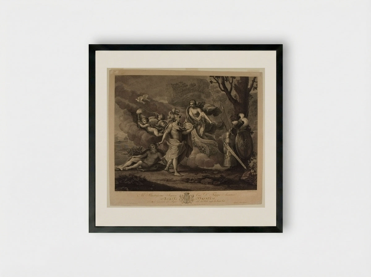 Venus Appearing to Aeneas - Ignazio Pavon - Framed Print Black