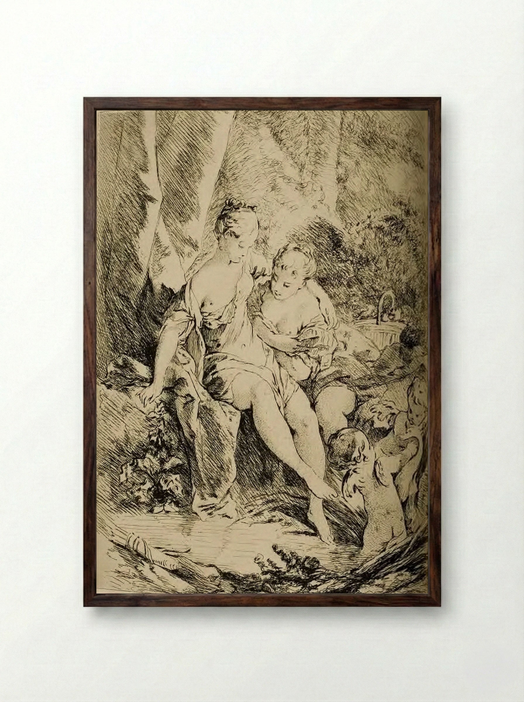 Venus Bathing - Jules de Goncourt - Framed Print Dark Wood