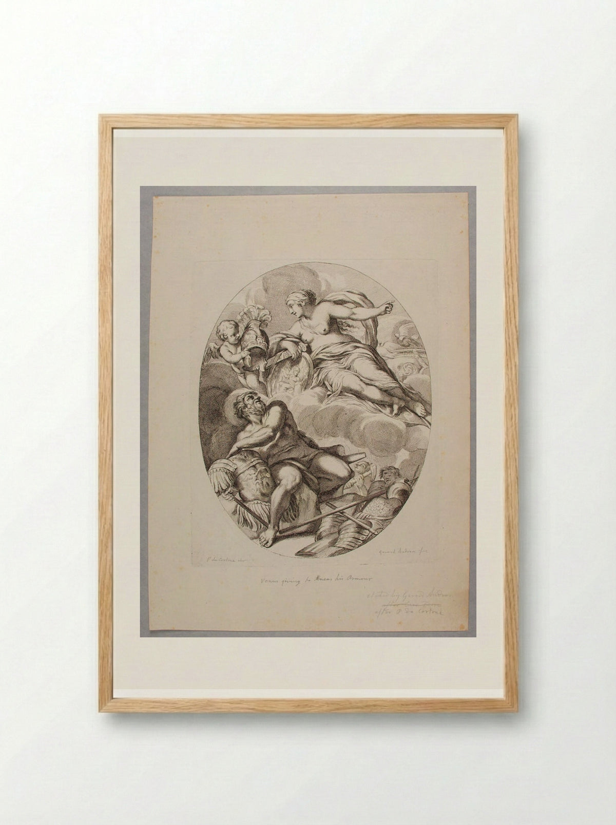 Venus Demands of Vulcan the Arms which he has Forged for Aeneas - Gérard Audran - Framed Print Wood