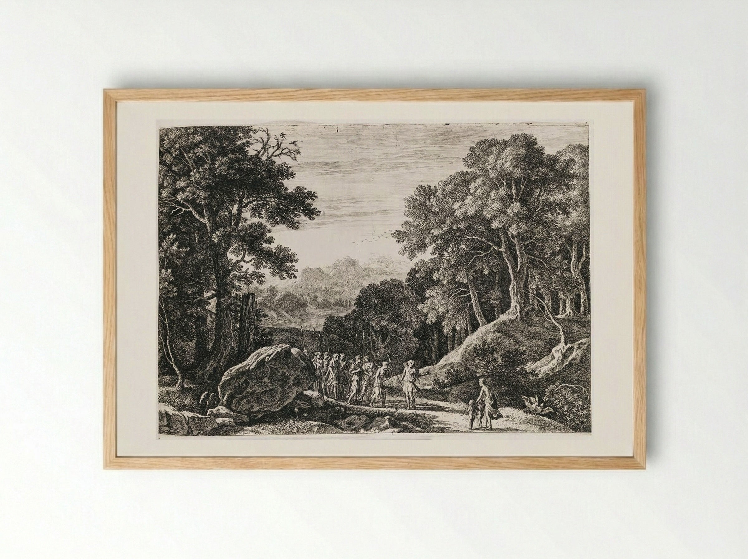 Venus Offering Diana a Choice Between Cupid and Adonis - Herman van Swanevelt - Framed Print Wood