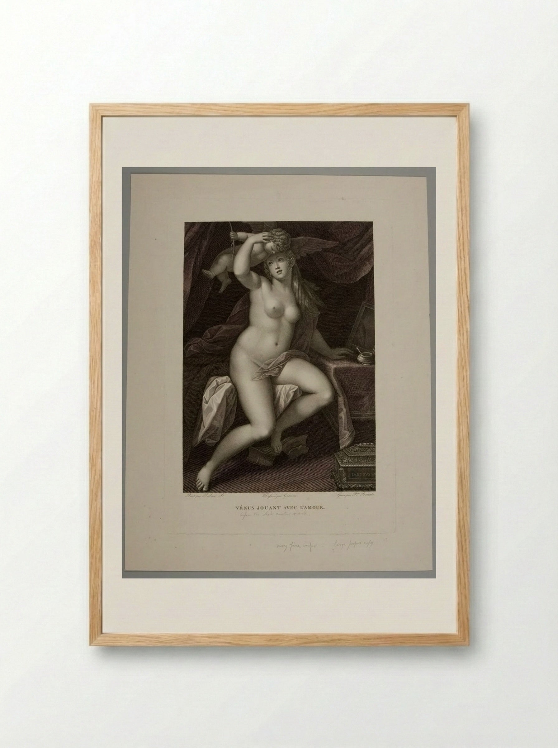 Venus Playing with Cupid - Pietro Bonato - Framed Print Wood