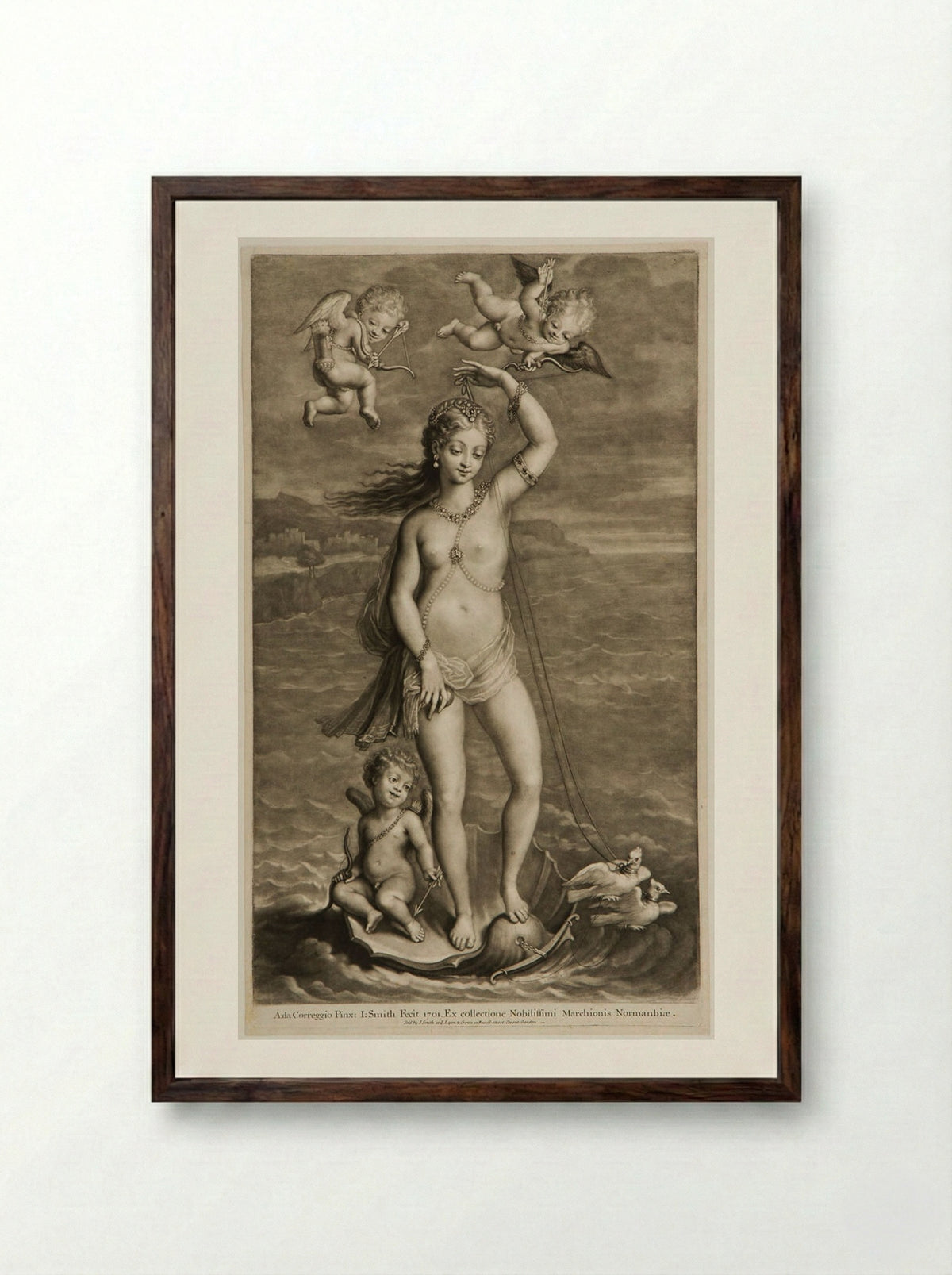 Venus Rising from the Sea - John Smith - Framed Print Dark Wood